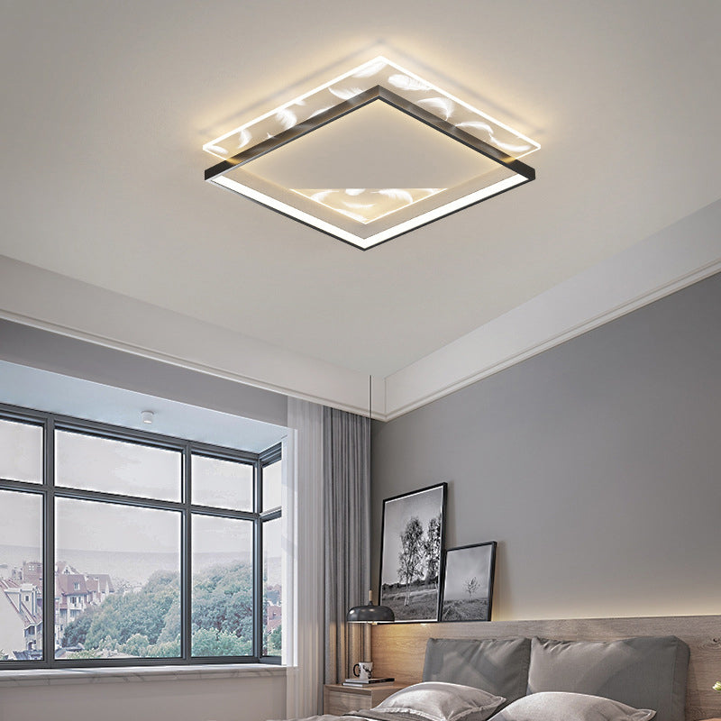 Contemporary Squared Flush Light Fixture Metal 2-Light Flush Mount Ceiling Light