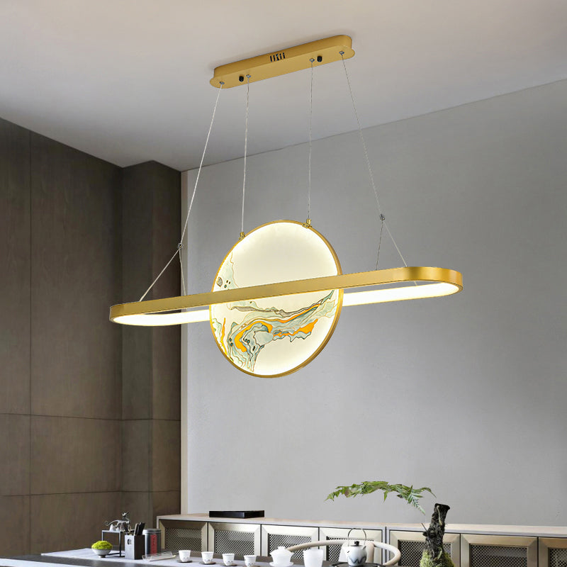 Luz de metal lineal de la isla colgante moderna moderna de 2 luces lineales de metal liviano