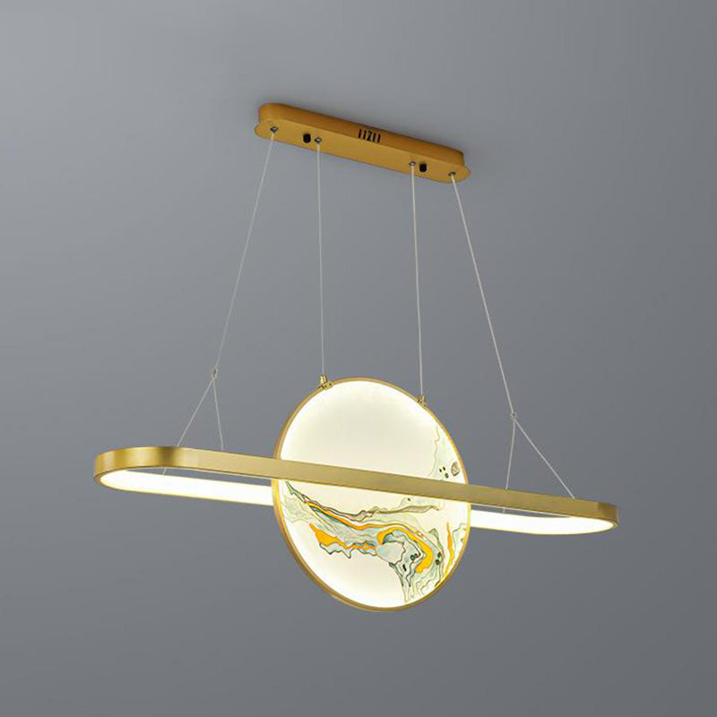 Luz de metal lineal de la isla colgante moderna moderna de 2 luces lineales de metal liviano