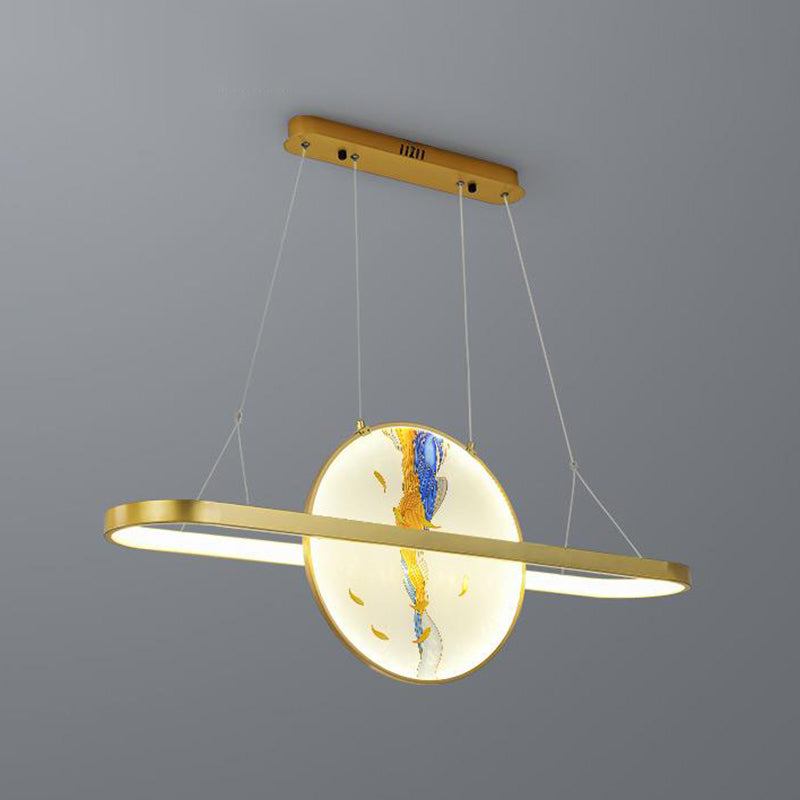 Luz de metal lineal de la isla colgante moderna moderna de 2 luces lineales de metal liviano