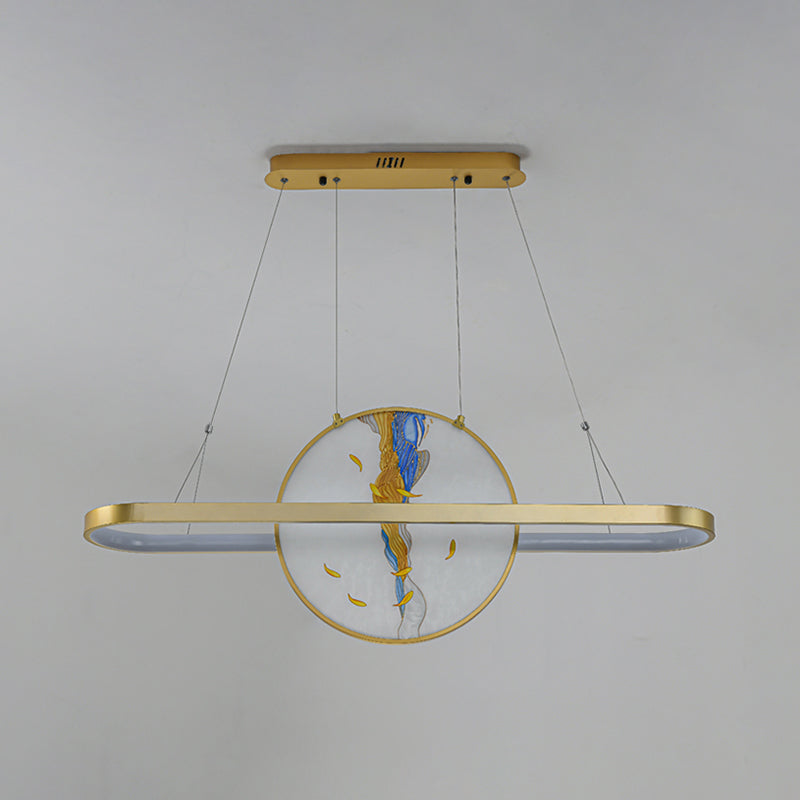 Luz de metal lineal de la isla colgante moderna moderna de 2 luces lineales de metal liviano