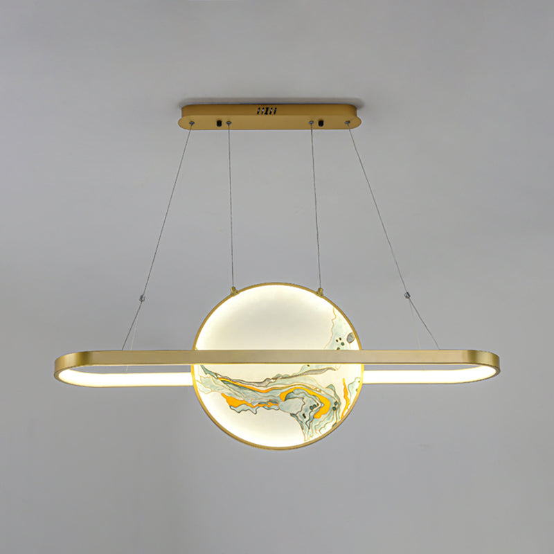 Luz de metal lineal de la isla colgante moderna moderna de 2 luces lineales de metal liviano