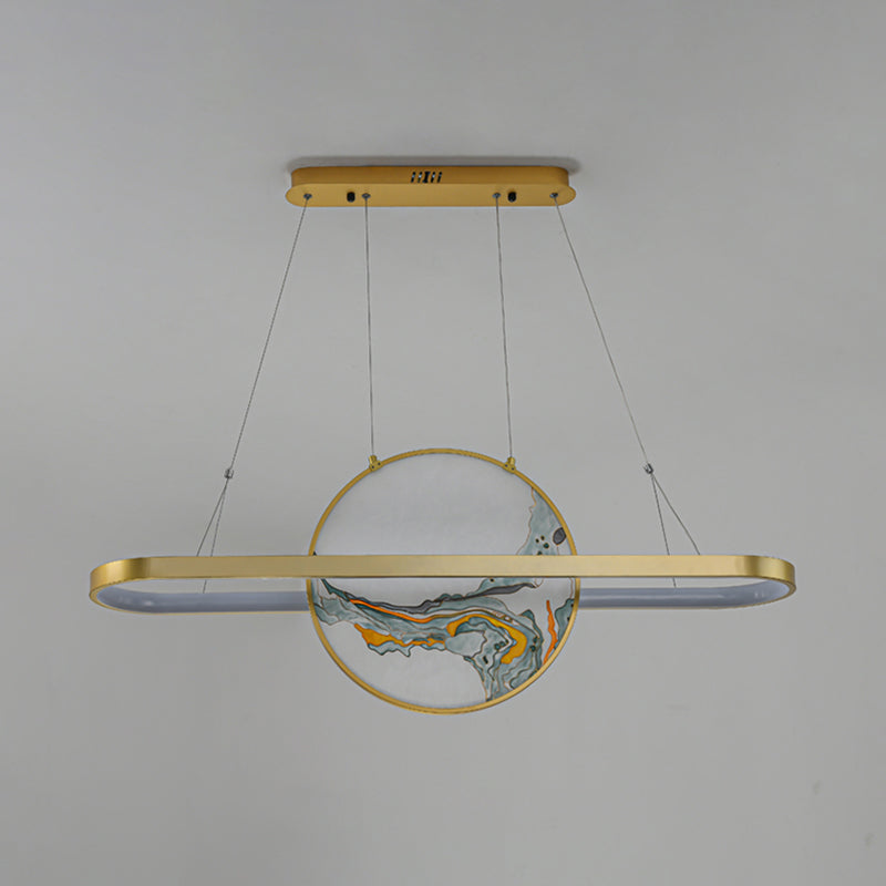 Luz de metal lineal de la isla colgante moderna moderna de 2 luces lineales de metal liviano