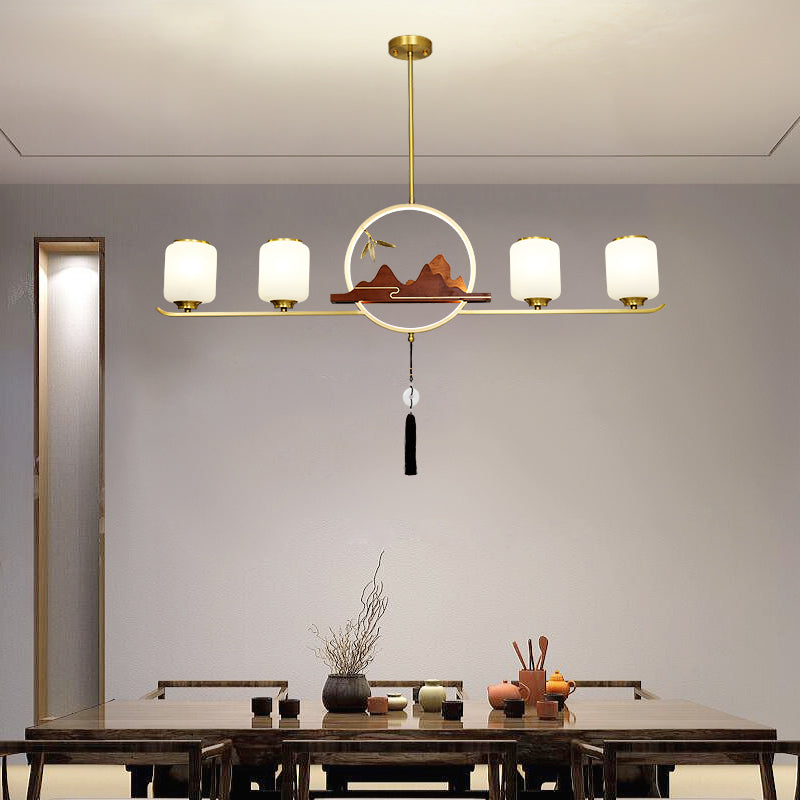 Moderne Anhänger Beleuchtungszylinder weißes Glas Island Anhänger Lichter für Kücheninsel