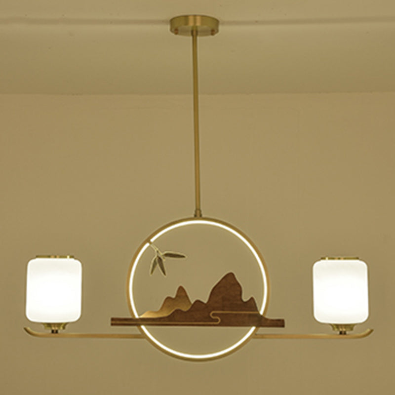 Moderne hanglampcilinder Witglas eiland hanglampen voor kookeiland