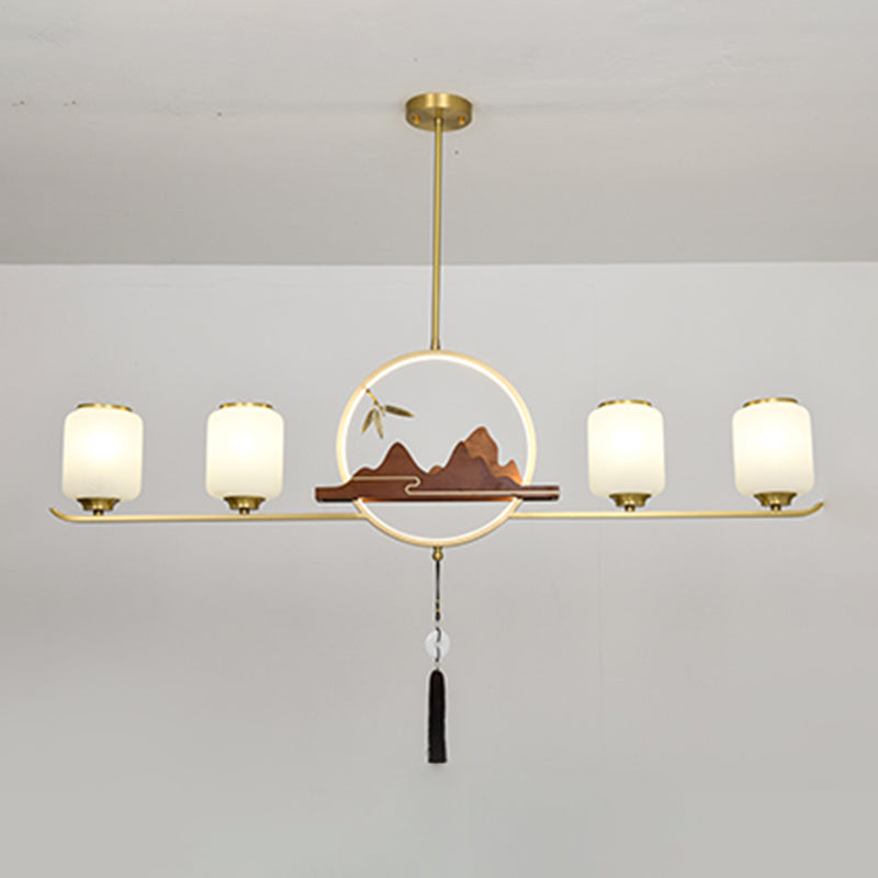 Moderne hanglampcilinder Witglas eiland hanglampen voor kookeiland