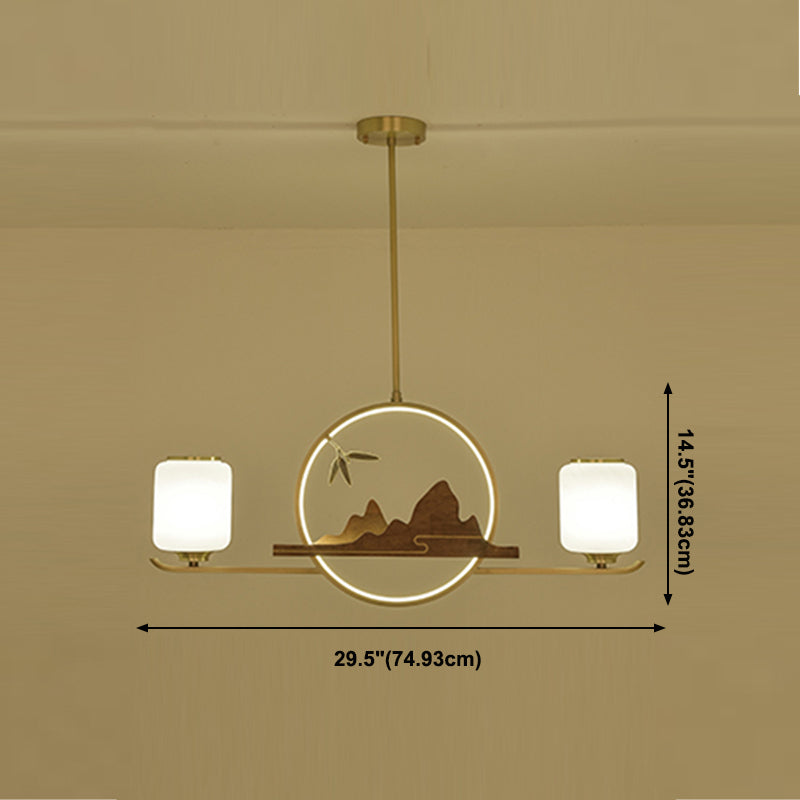Moderne hanglampcilinder Witglas eiland hanglampen voor kookeiland