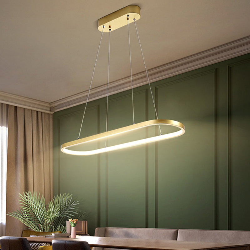 Luz de la isla contemporánea de metal ovalado 1 luces de la isla ligera en oro