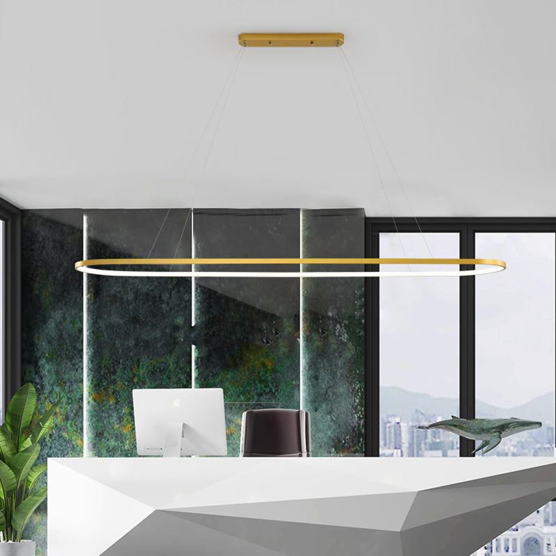 Luz de la isla contemporánea de metal ovalado 1 luces de la isla ligera en oro