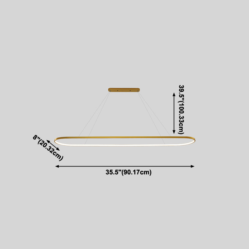 Luz de la isla contemporánea de metal ovalado 1 luces de la isla ligera en oro