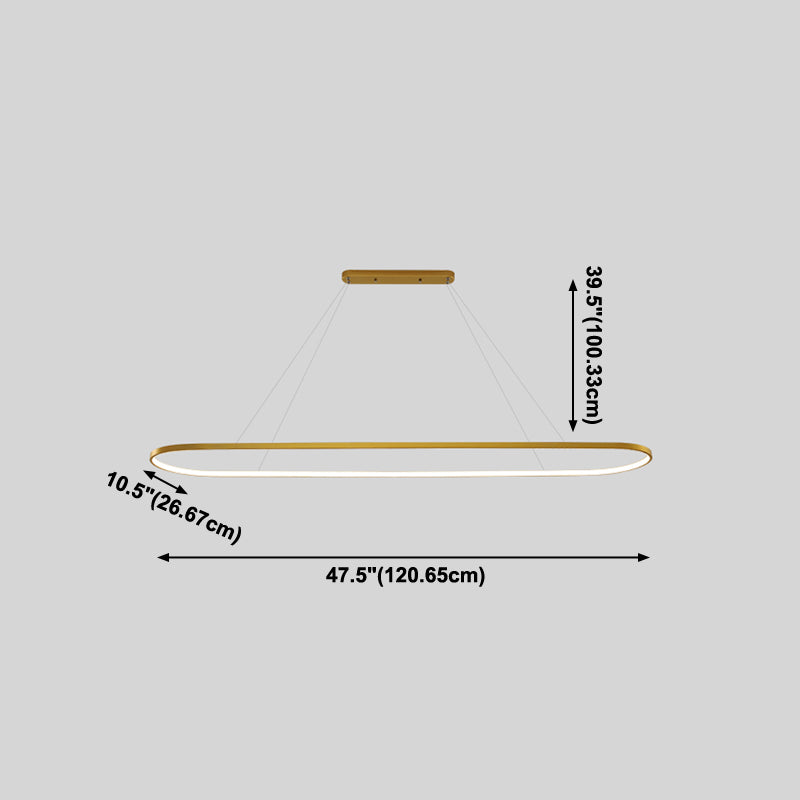 Luz de la isla contemporánea de metal ovalado 1 luces de la isla ligera en oro