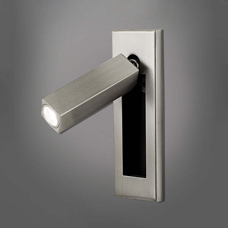 Apparecchi di illuminazione da parete rettangolare in stile moderno in metallo 1 luci di lettura montata a parete