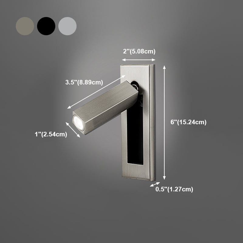 Apparecchi di illuminazione da parete rettangolare in stile moderno in metallo 1 luci di lettura montata a parete