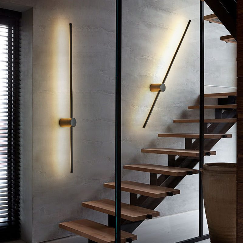 Linearer Schatten Metall Wandleuchte moderner Stil Multi -Leuchten Wandmontage Licht in Schwarz