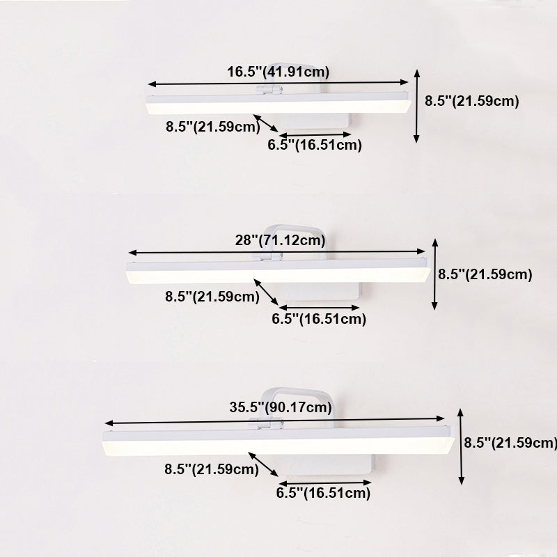 Linear Shape Metal Wall Sconce in Modern Style 1-Light Mirror Wall Mount Light
