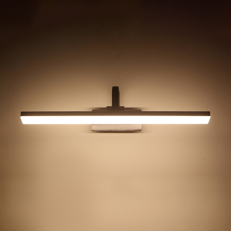 Linear Shade Metal Wall Sconce Modern Style 1 Light Mirror Wall Mounted Light in Black