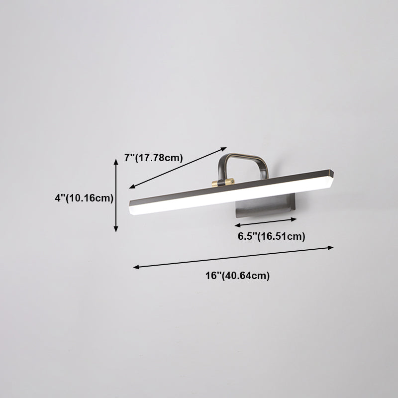 Linear Shade Metal Wall Sconce Modern Style 1 Light Mirror Wall Mounted Light in Black