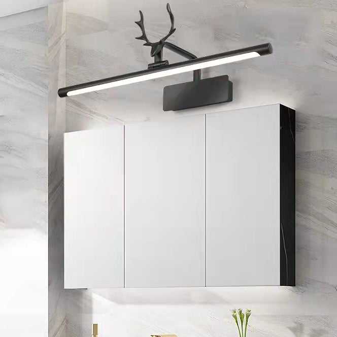 Linear Shape Metal Wall Sconce Modern Style 1- Light Mirror Wall Mounted Light in Black