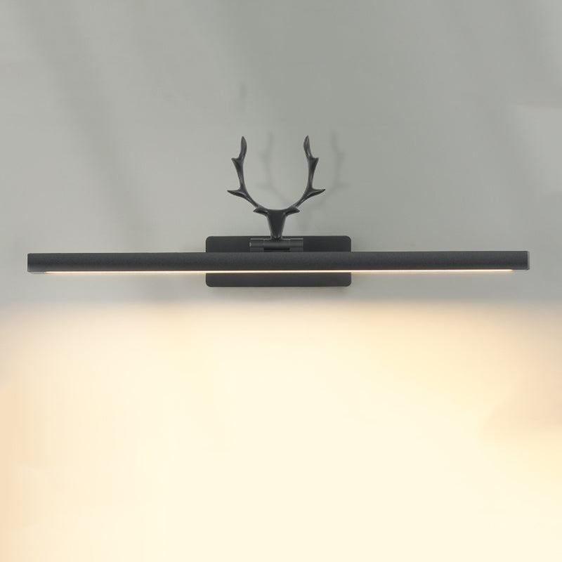Linear Shape Metal Wall Sconce Modern Style 1- Light Mirror Wall Mounted Light in Black