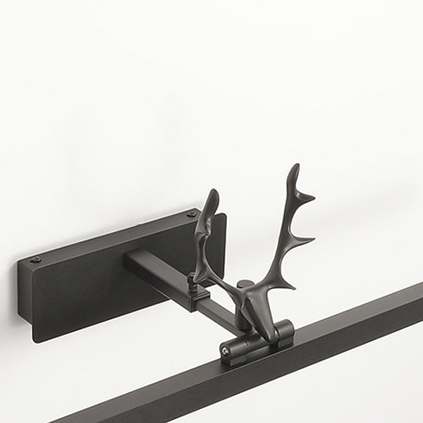 Linear Shape Metal Wall Sconce Modern Style 1- Light Mirror Wall Mounted Light in Black