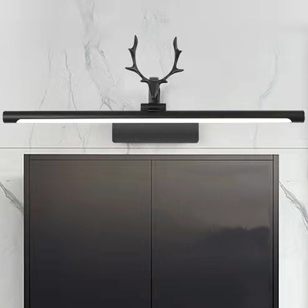 Linear Shape Metal Wall Sconce Modern Style 1- Light Mirror Wall Mounted Light in Black