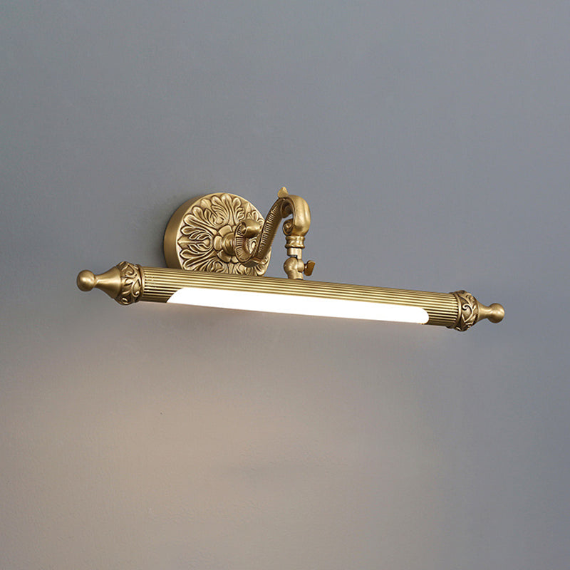 Linear Shape Metal Wall Sconce Modern Style 1-Light Mirror Wall Mounted Light in Brass