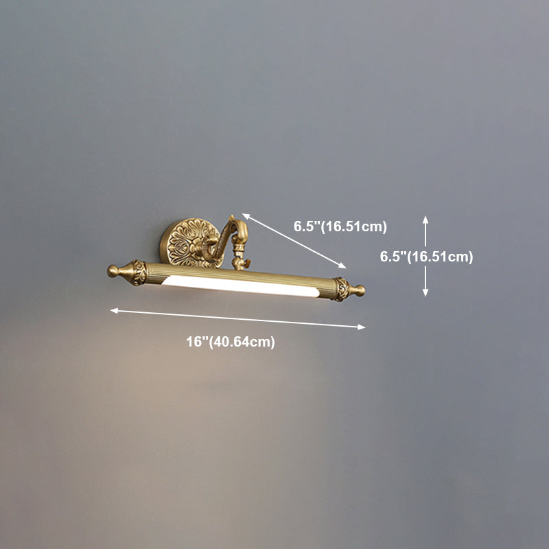 Linear Shape Metal Wall Sconce Modern Style 1-Light Mirror Wall Mounted Light in Brass