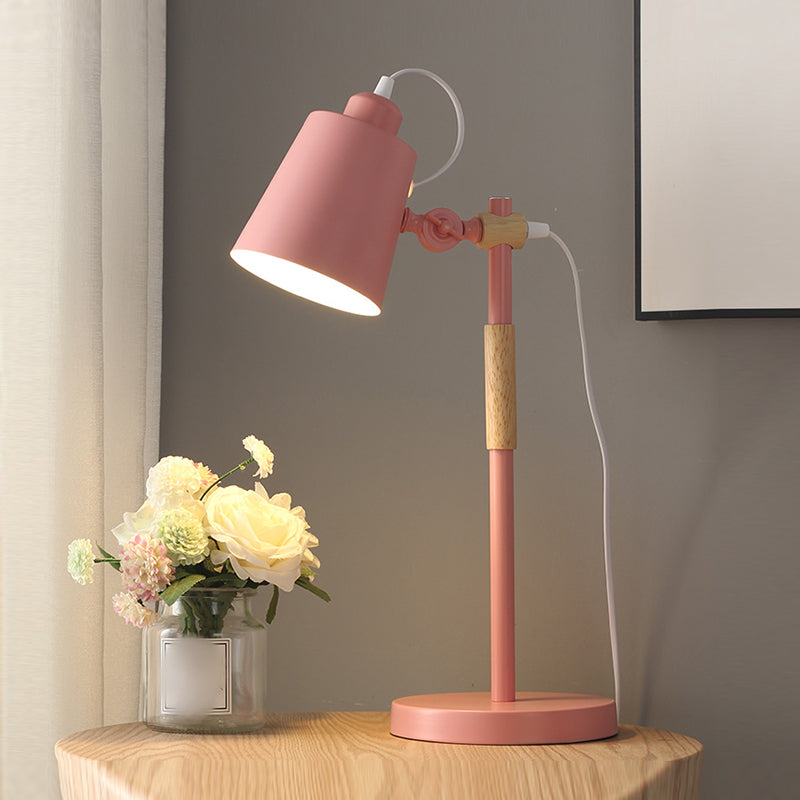 Modern Style Conical Night Table Lamp Metal Single Light Table Light