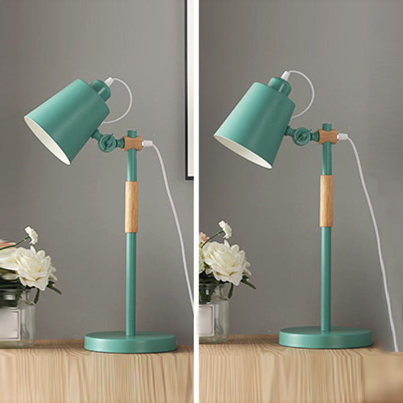 Modern Style Conical Night Table Lamp Metal Single Light Table Light