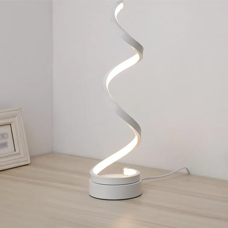 Metal Spiral Night Table Lamps Modern Style 1 Light Nightstand Lamp