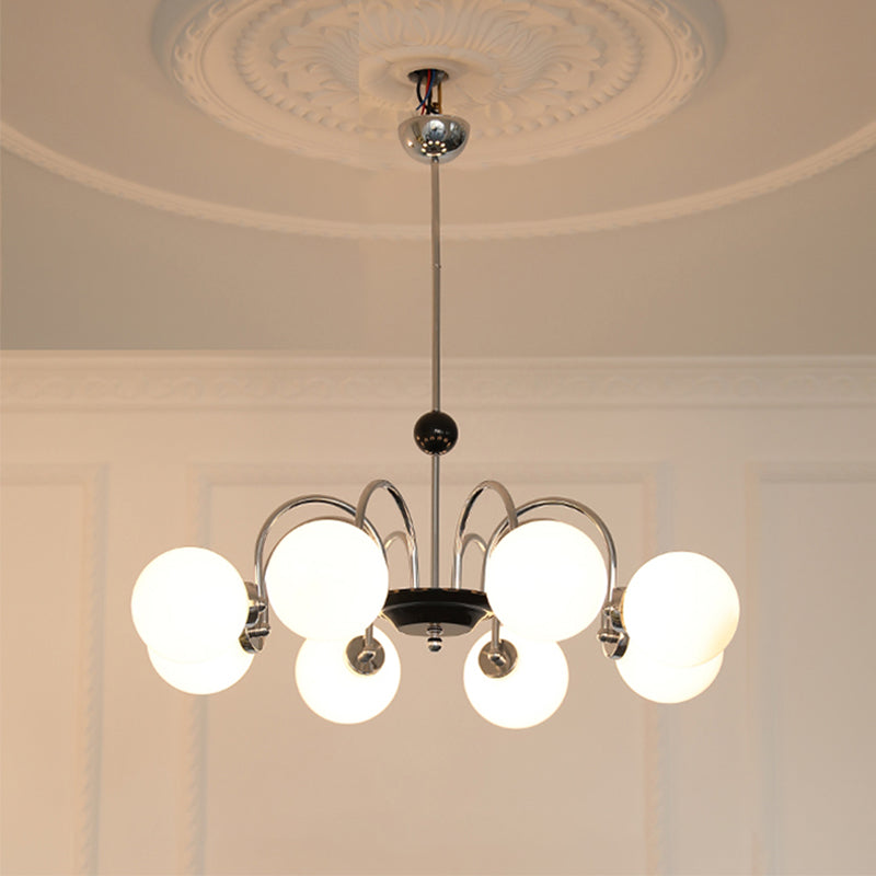 Luci a sospensione sferica Moderna luce a sospensione con soffitto in vetro bianco per camera da letto