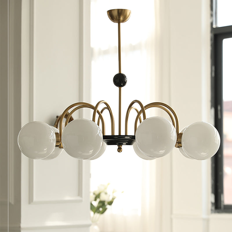 Luci a sospensione sferica Moderna luce a sospensione con soffitto in vetro bianco per camera da letto