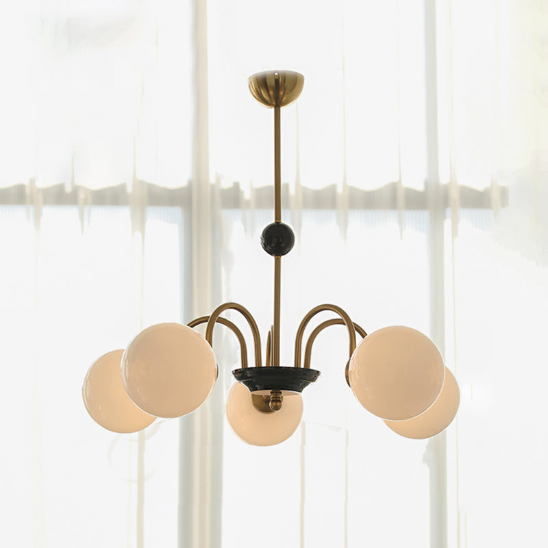 Luci a sospensione sferica Moderna luce a sospensione con soffitto in vetro bianco per camera da letto
