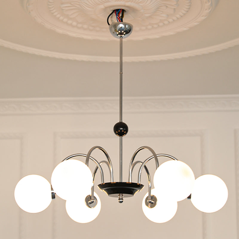 Luci a sospensione sferica Moderna luce a sospensione con soffitto in vetro bianco per camera da letto