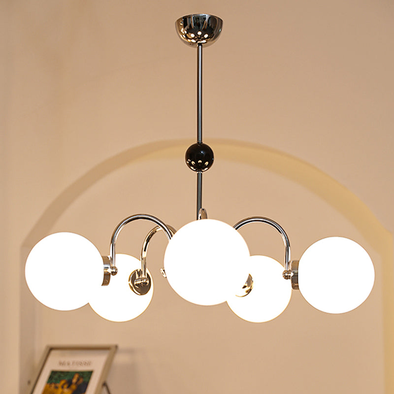 Luci a sospensione sferica Moderna luce a sospensione con soffitto in vetro bianco per camera da letto