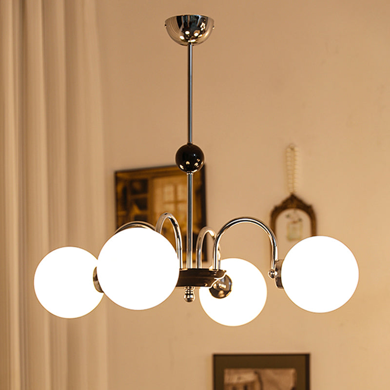 Luci a sospensione sferica Moderna luce a sospensione con soffitto in vetro bianco per camera da letto