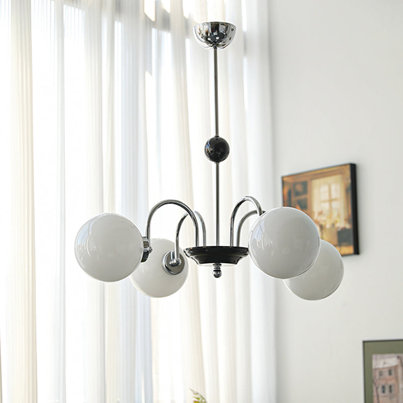 Luci a sospensione sferica Moderna luce a sospensione con soffitto in vetro bianco per camera da letto