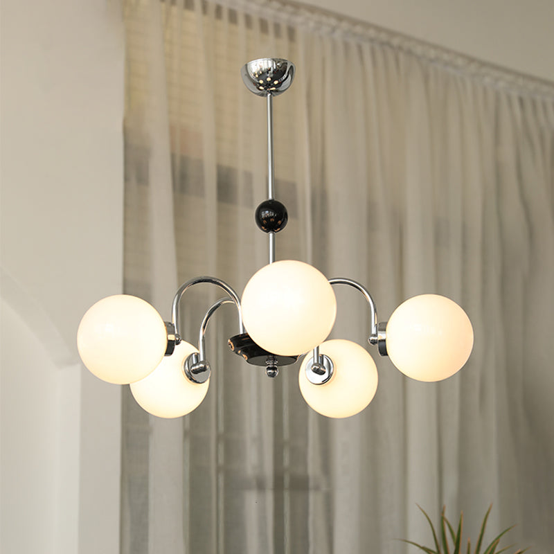 Luci a sospensione sferica Moderna luce a sospensione con soffitto in vetro bianco per camera da letto