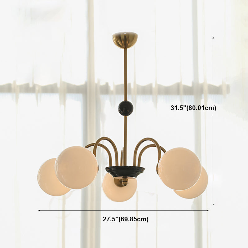 Luci a sospensione sferica Moderna luce a sospensione con soffitto in vetro bianco per camera da letto