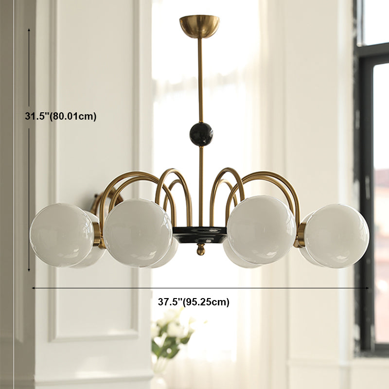 Luci a sospensione sferica Moderna luce a sospensione con soffitto in vetro bianco per camera da letto