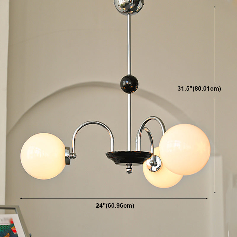 Luci a sospensione sferica Moderna luce a sospensione con soffitto in vetro bianco per camera da letto