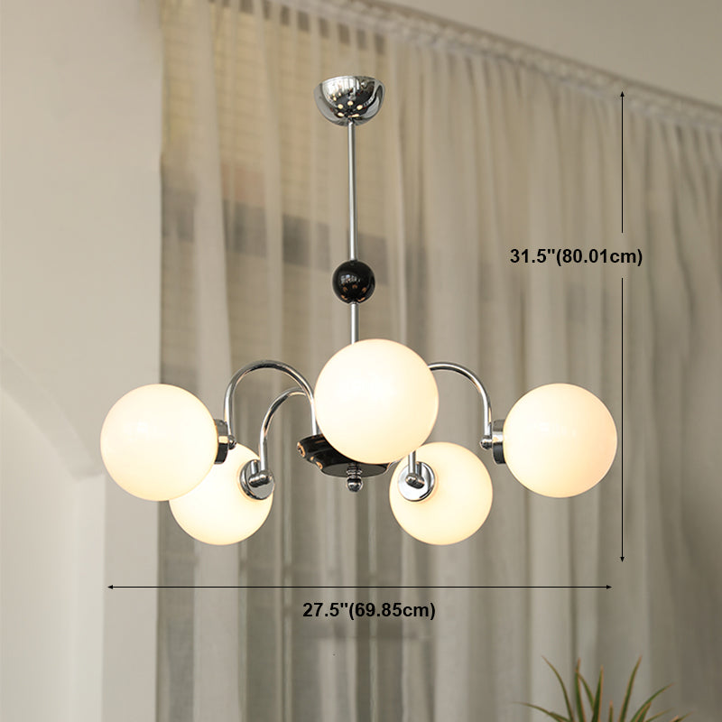 Luci a sospensione sferica Moderna luce a sospensione con soffitto in vetro bianco per camera da letto