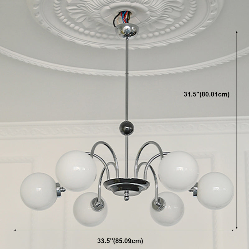Luci a sospensione sferica Moderna luce a sospensione con soffitto in vetro bianco per camera da letto