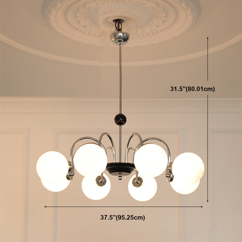 Luci a sospensione sferica Moderna luce a sospensione con soffitto in vetro bianco per camera da letto