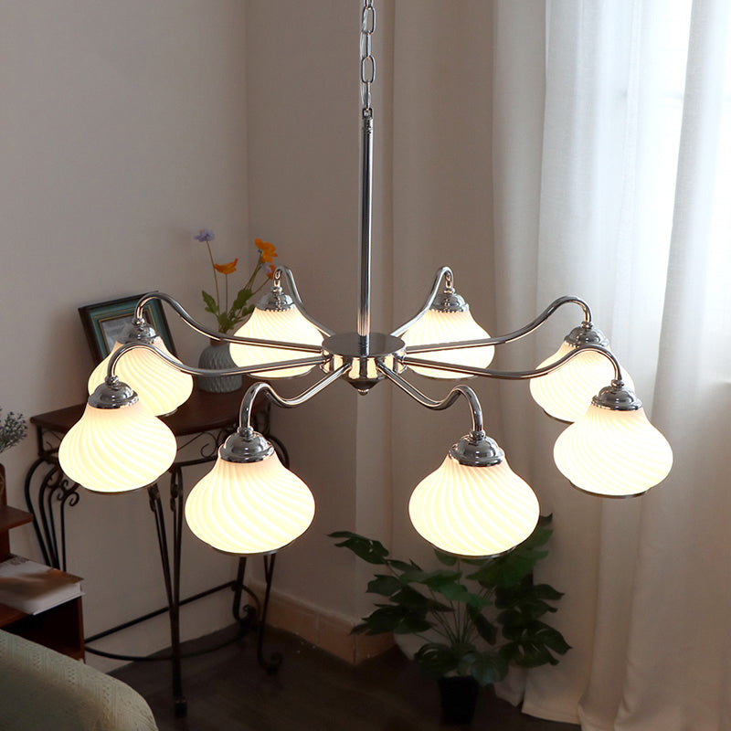 Modern Pendant Light Silver Glass Sputnik Ceiling Light for Living Room