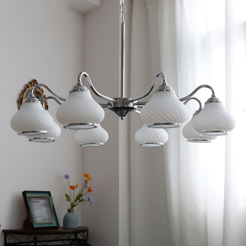 Modern Pendant Light Silver Glass Sputnik Ceiling Light for Living Room