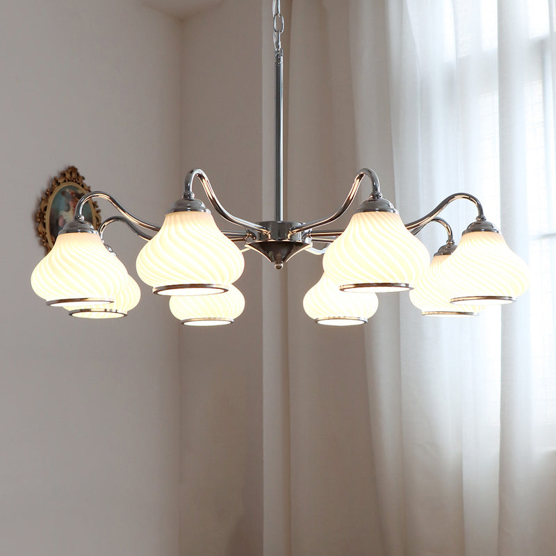 Modern Pendant Light Silver Glass Sputnik Ceiling Light for Living Room