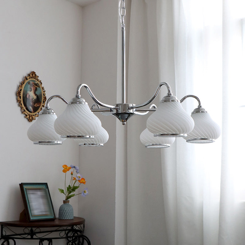 Modern Pendant Light Silver Glass Sputnik Ceiling Light for Living Room