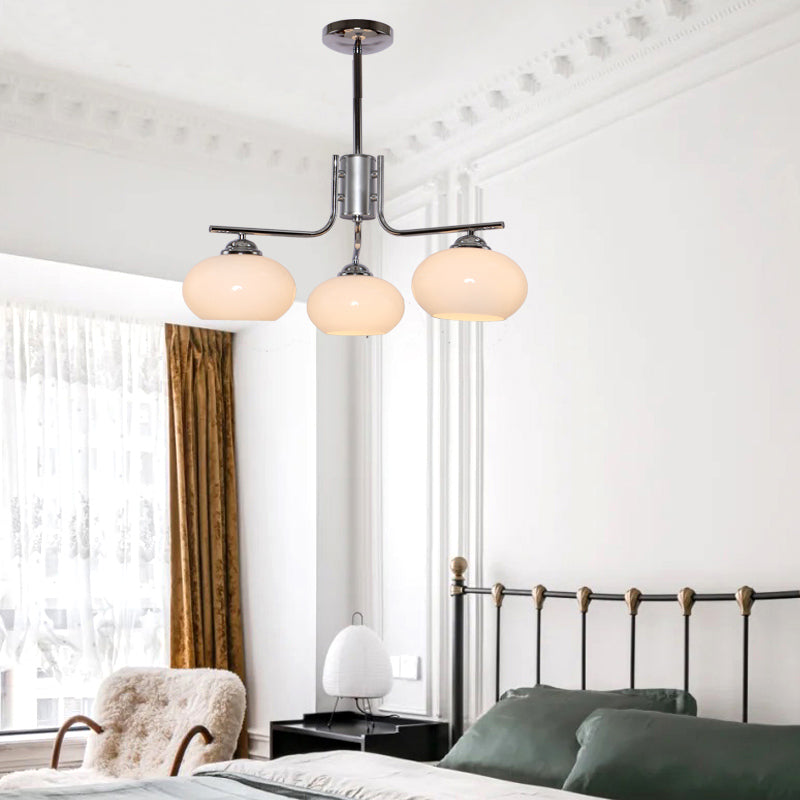 Modern Silver Ceiling Hung Fixture Starburst Glass Down Lighting Pendant