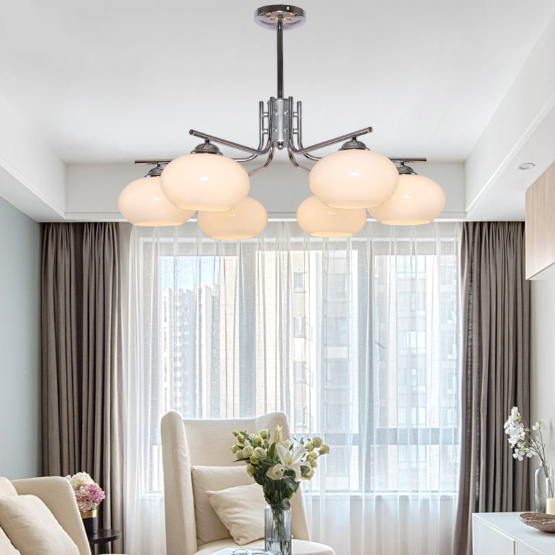 Modern Silver Ceiling Hung Fixture Starburst Glass Down Lighting Pendant